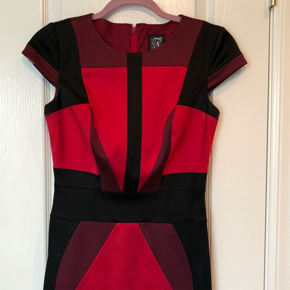 Red and block cocktail dress. Size 2.